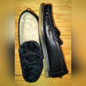 Stuart Weitzman Fur-Lined Slip-On Loafers Sz 9.5